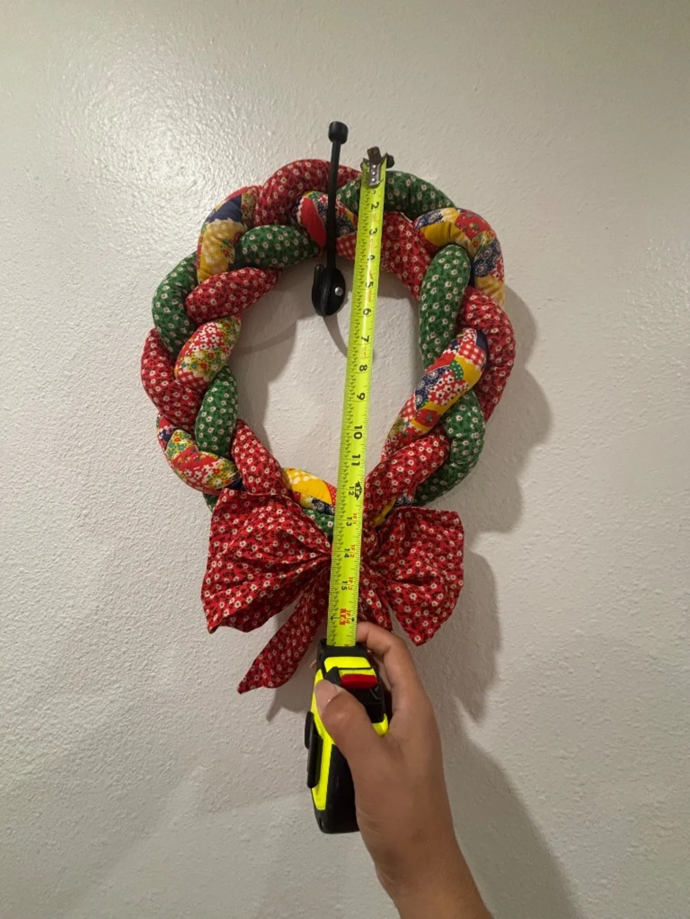 Set of Vintage Large Handmade Quilted Braided Rope Hanging Wreaths w/bow Holiday